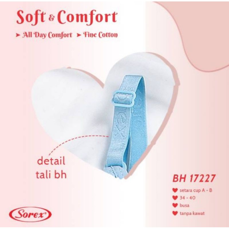 Bra Sorex 17227 Tanpa Kawat Busa Tipis Size 34-40 Kait 2 / Bh Sorex 17227 / Bra Sorex 17227