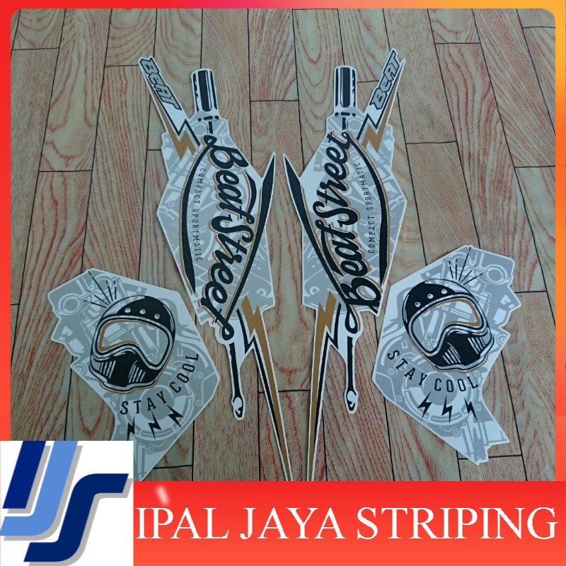 stiker striping motor beat street 2017 putih