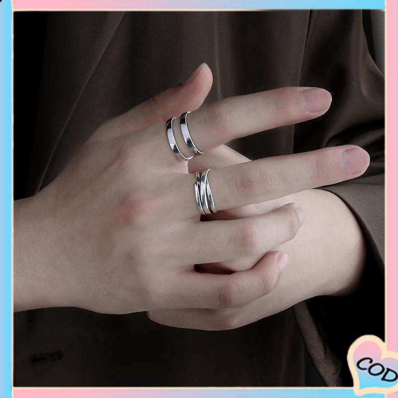 COD❤️ 3pcs Cincin Jari Telunjuk Model Terbuka Dapat Disesuaikan Tidak Pudar Untuk Unisex-A.one