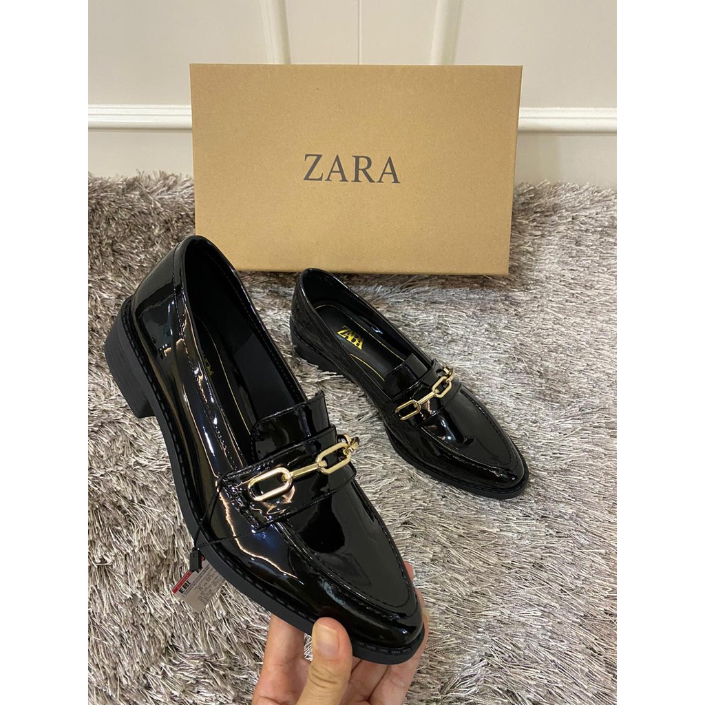zara black formal shoes