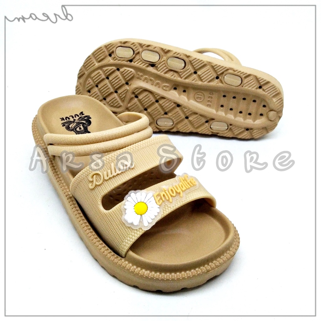 Sandal Selop Anak Perempuan / Sendal Ban Dua Anak Remaja Cewe dan Wanita Dewasa Motif Bunga 24 - 40