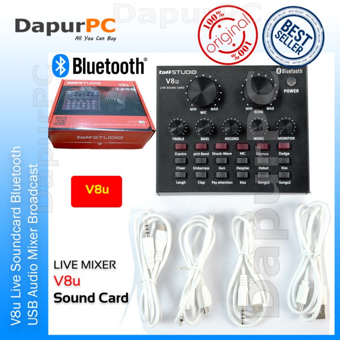 V8u Soundcard Bluetooth Audio USB External Live Broadcast