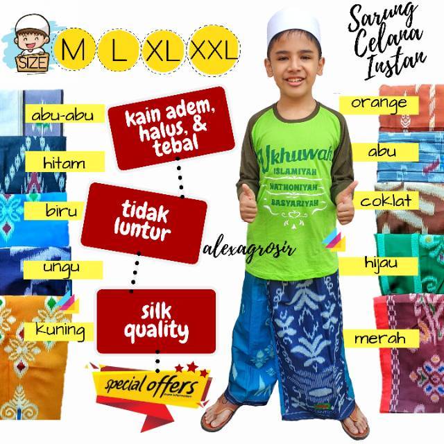 BEST SELLER SARUNG CELANA INSTAN ANAKLAKI-LAKI COWOKANEKA MOTIF ANEKA WARNA