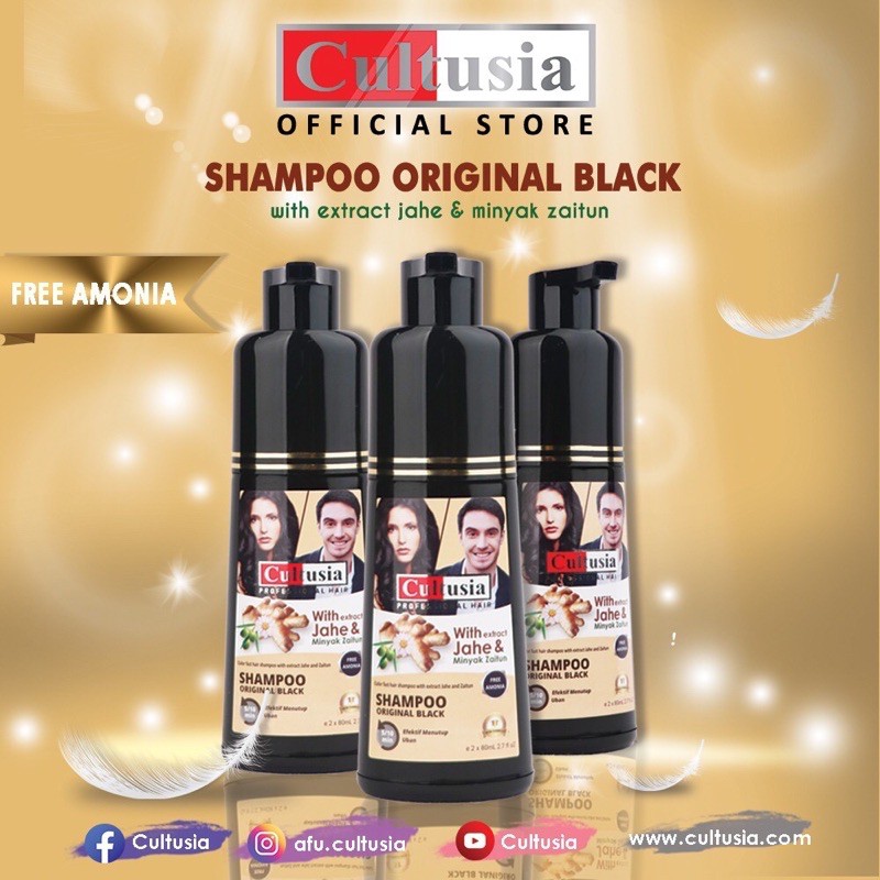 CULTUSIA SHAMPOO ORIGINAL BLACK 160 ML DENGAN ZAITUN DAN EKSTRAK JAHE