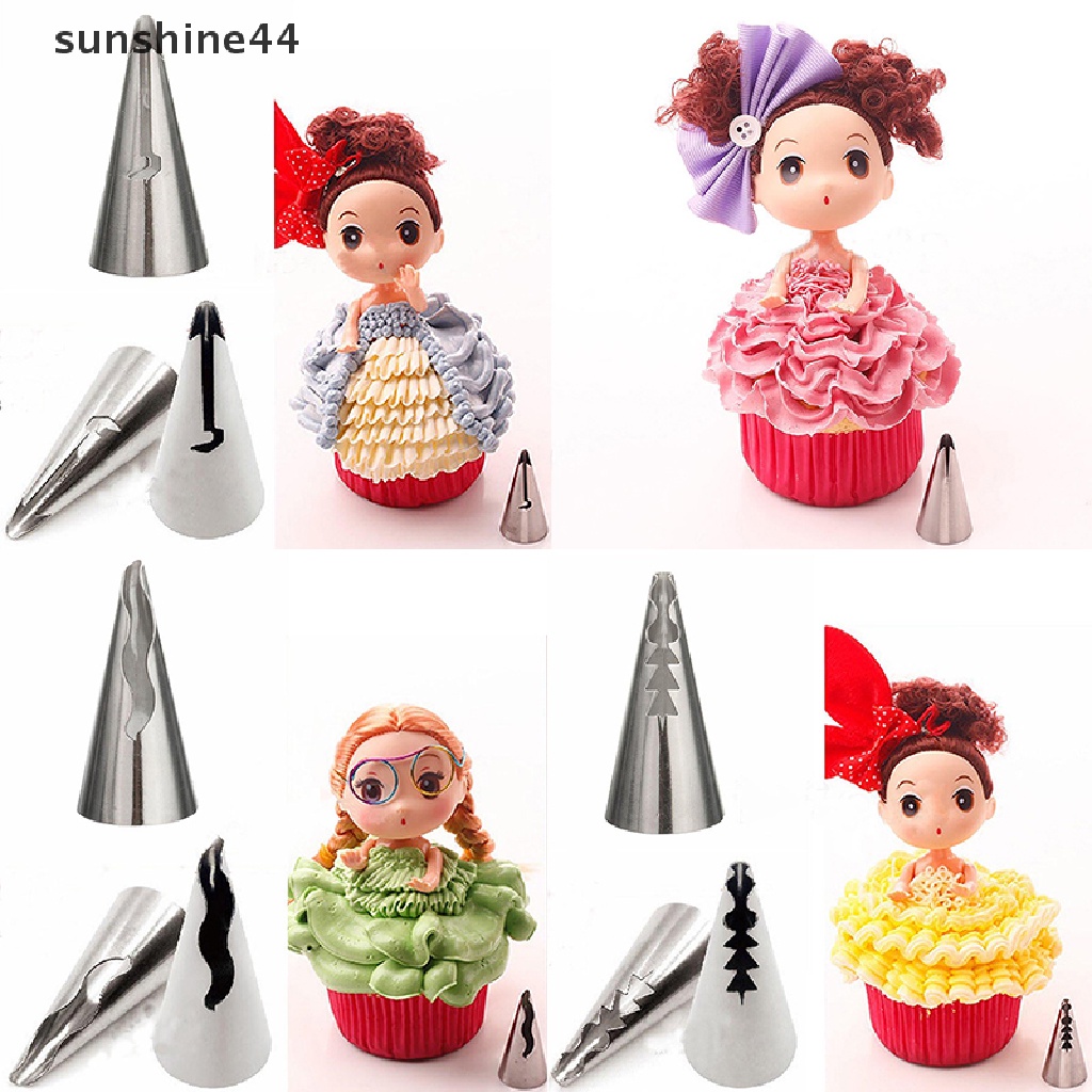 (Sunshine) 7pcs / lot Spuit Piping Icing Bentuk Boneka Bobbi Korea Bahan Stainless Steel 7pcs Nozzle Icing Bahan Stainless Steel Untuk Dekorasi Kue Pernikahan