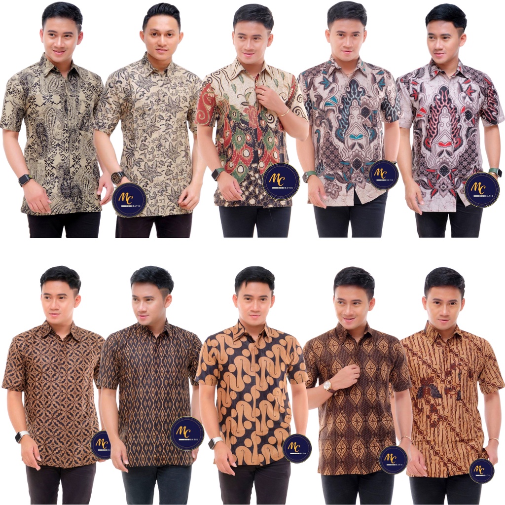 MCbatik | Atasan Batik Pria Coklatan Kemeja Lengan Pendek