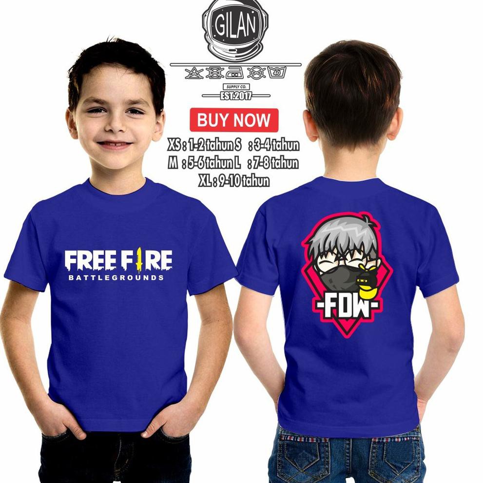 Terlaris Kaos Baju Anak FREE FIRE FDW EFDEWE Kaos Anak Game Youtube Gamer - Gilan