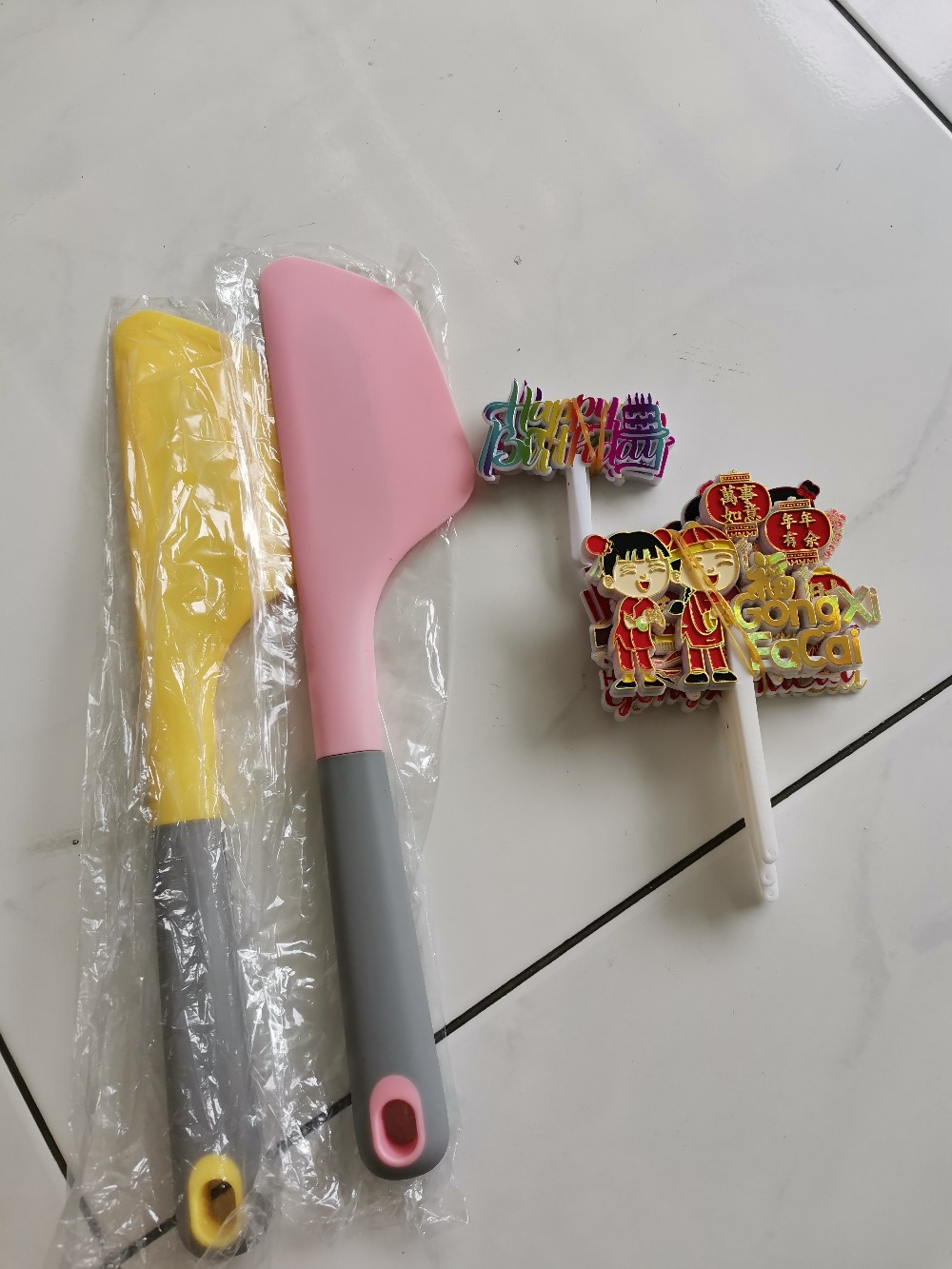 Ti-0122-a Topper Tulisan Gong Xi Fa Cai Imlek Lampion Ikan Koi Emas