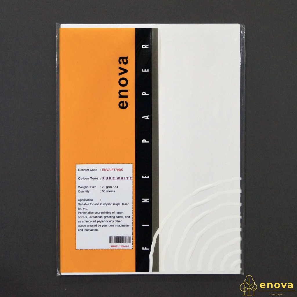 

Fancy Art Paper ENOVA | Pure White | A4 70GSM (Putih)