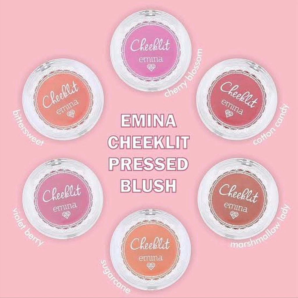 ❤ BELIA ❤ EMINA Cheek Lit Pressed Blush On, Cream, Blush Stick, Highlighter Powder ✔️BPOM Cheeklit