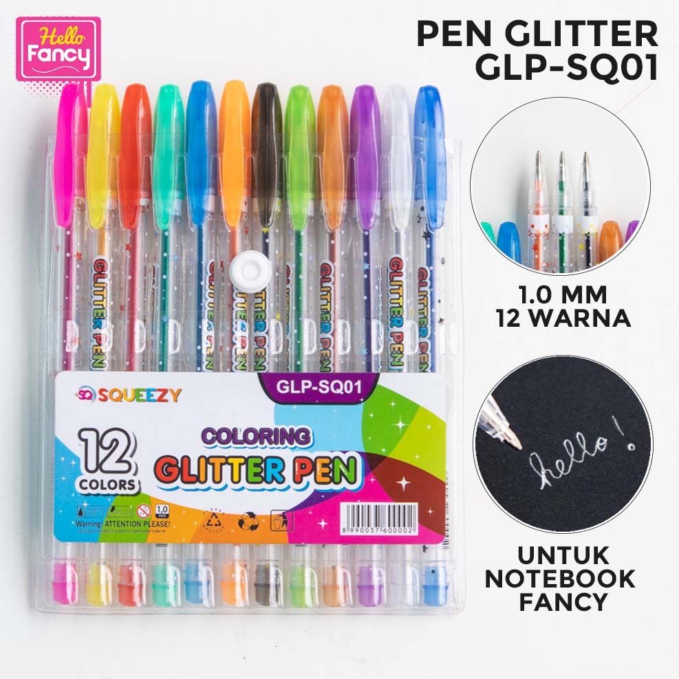 

PEN GLITTER WARNA-WARNI 1.0mm / Pulpen gel | Pena Gel Warna | Gell Pen Glitter 12W GLP-SQ01