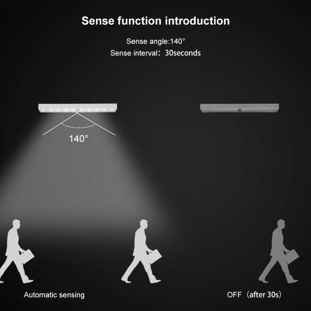 Lampu Malam 10-led Wireless Tenaga Baterai Dengan Sensor Gerak Untuk Lemari