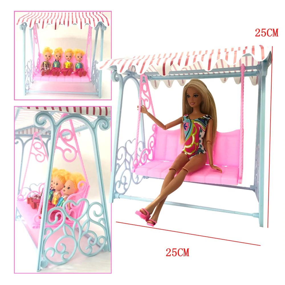 NK One Set Doll Accessories Princess Cute Garden Swing For barbie Doll furniture Kurhn Doll play