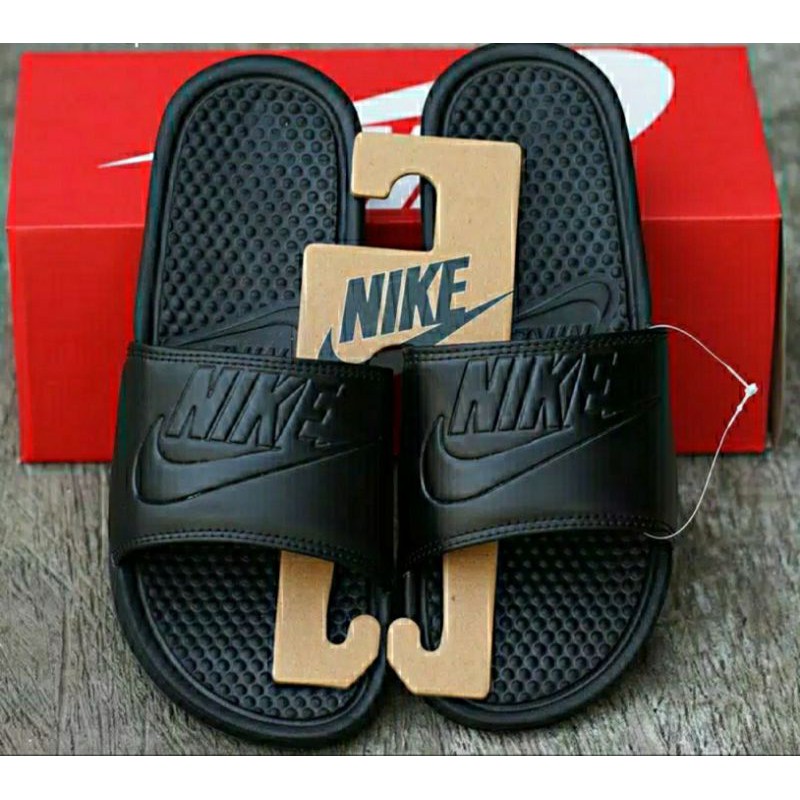 Sandal slop nike benassi triple black sendal slop casual murah original