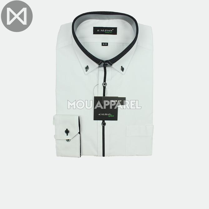 Kemeja Alisan Kombinasi List Hitam Garis Panjang Slimfit Original