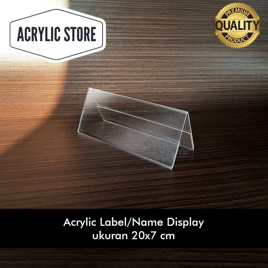 

Acrylic Name Label/Acrylic Display Nama/Standing Price Tag Akrilik uk. 20x7 cm