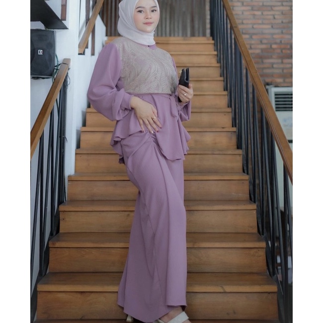 RACHEL ONE SET LACE / SET KONDANGAN / BRIDESMAID / LEBARAN / IDUL FITRI / RAYA SERIES / ILAYYA ONE SET-Mauve