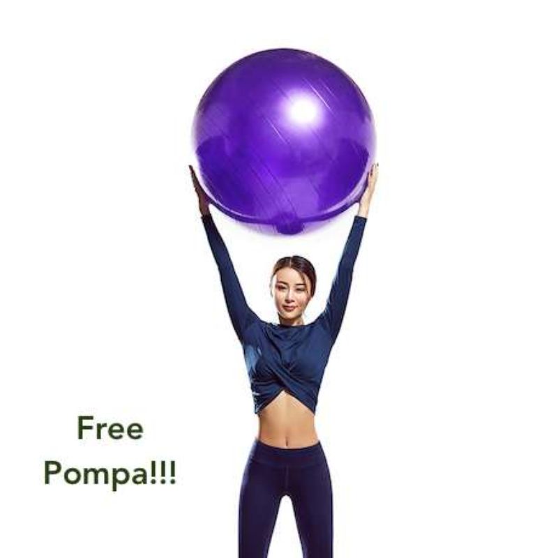 Gymball bola fitness yoga diameter 65cm 75cm home gym yoga ball gratis pompa