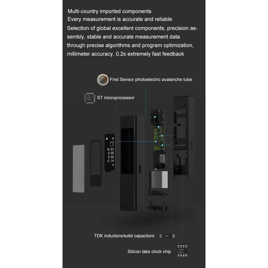 XIAOMI DUKA LS-5 - 40M Laser Rangefinder Meter - OLED Touch Screen - Meteran Laser Max 40M dari DUKA