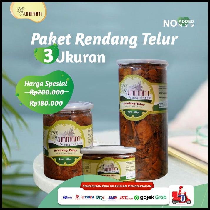 

Paket Rendang Telur 3 Ukuran/Rendang Telur 450Gr+225Gr+100Gr