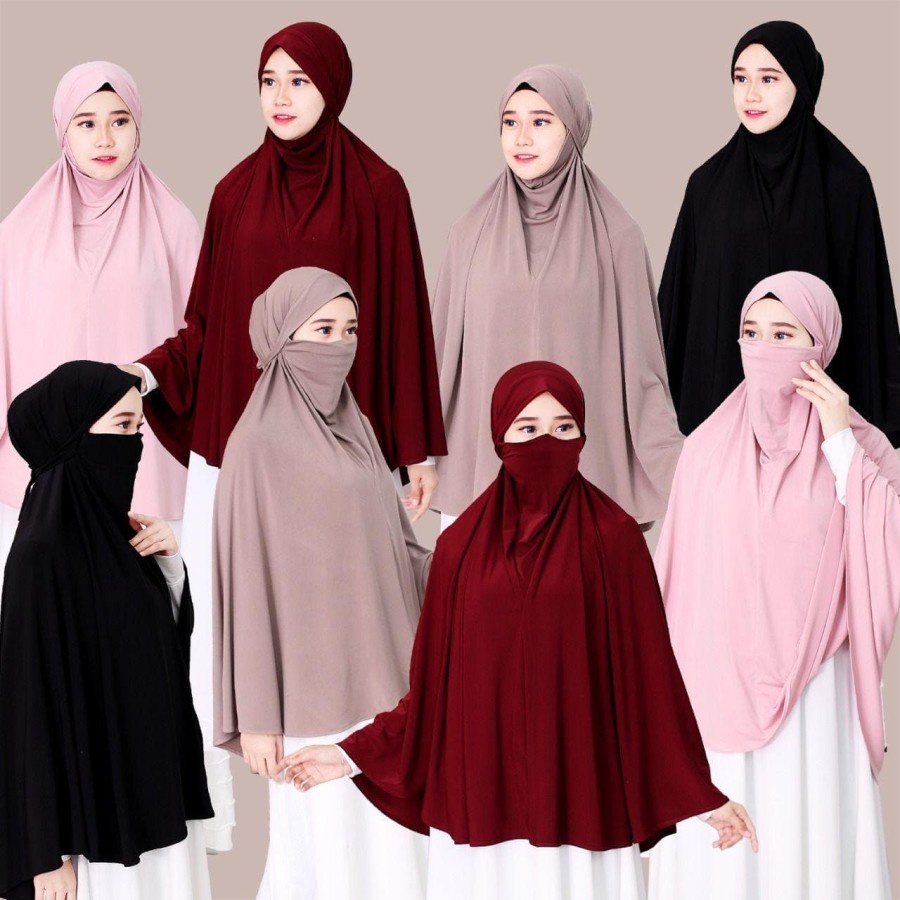 (NEW) Jilbab Hijab Kerudung Bergo Instan French Khimar Cadar Madinah Niqob Syari Jumbo