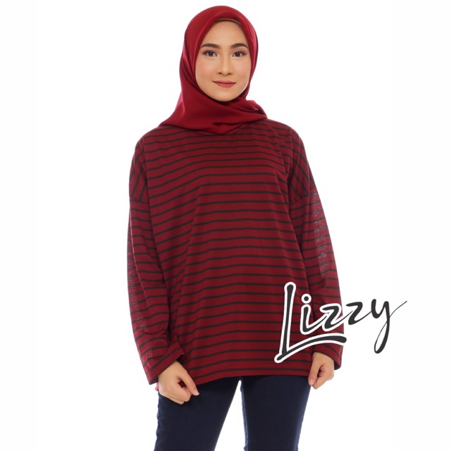 Lizzy - OVERSIZED LONG SLEEVE MAROON BLACK