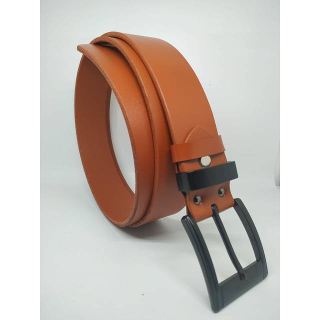 ikat pinggang pria kulit asli warna tan 4cm - gesper - belt premium