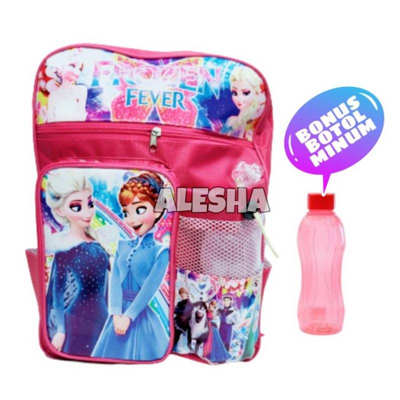 Tas Anak Perempuan Tas Ransel Anak Sekolah FROZEN ELSA Tas karakter anak bonus botol minum  Tas Sekolah Anak SD TK PAUD