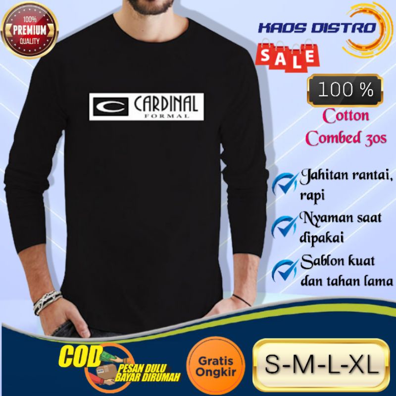 CARDINAL F A PUTIH - Baju Kaos Atasan Oblong Distro Lengan / Tangan Panjang Pria Cowok Laki Laki Dew