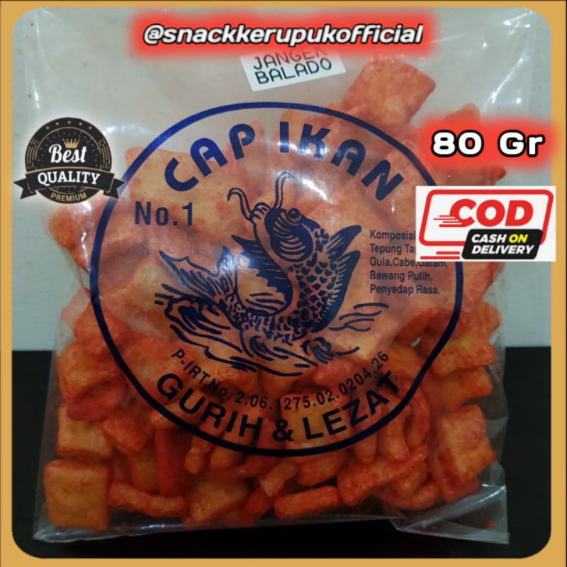 

Snack Kerupuk Jangek Balado Cap Ikan Keripik Pedas Balado 80 Gr