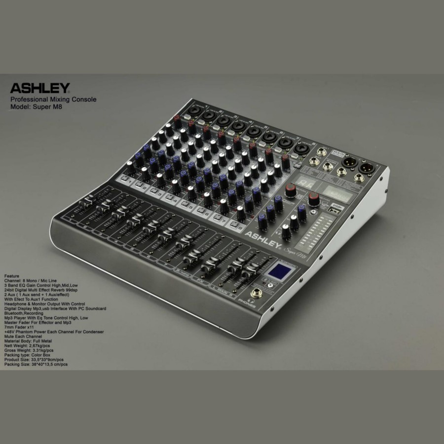 Mixer Audio ASHLEY SUPER M8 8 Channel USB Bluetooth Original