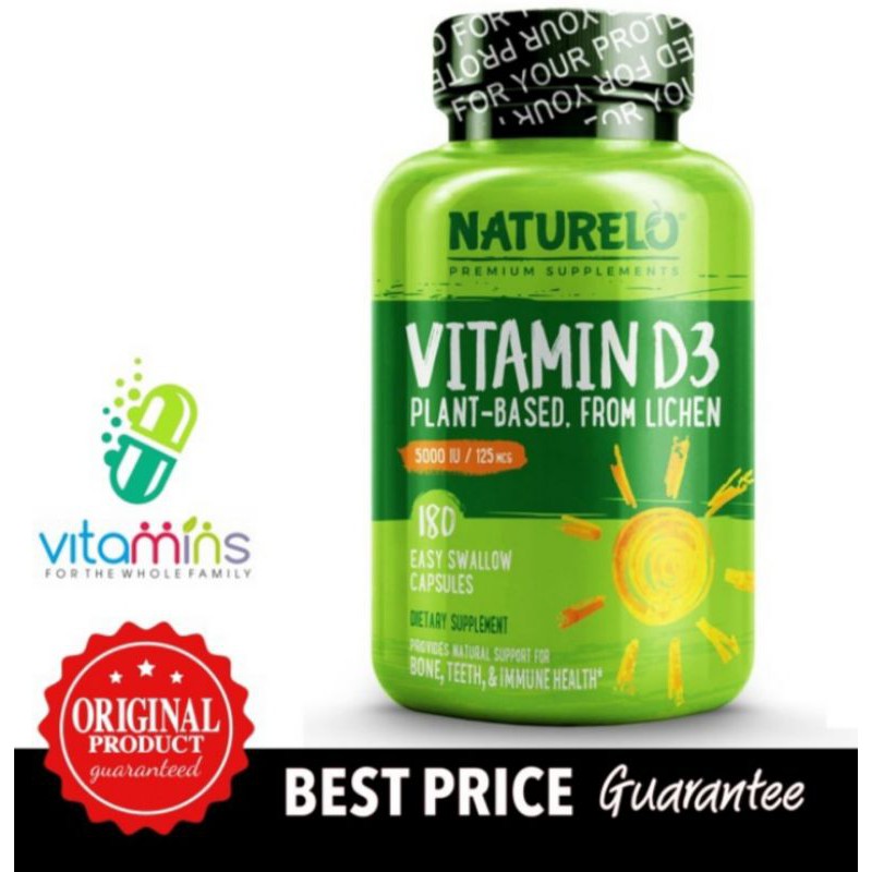 NATURELO - Vitamin D3 5,000 IU (Plant-Based) - 180 capsules