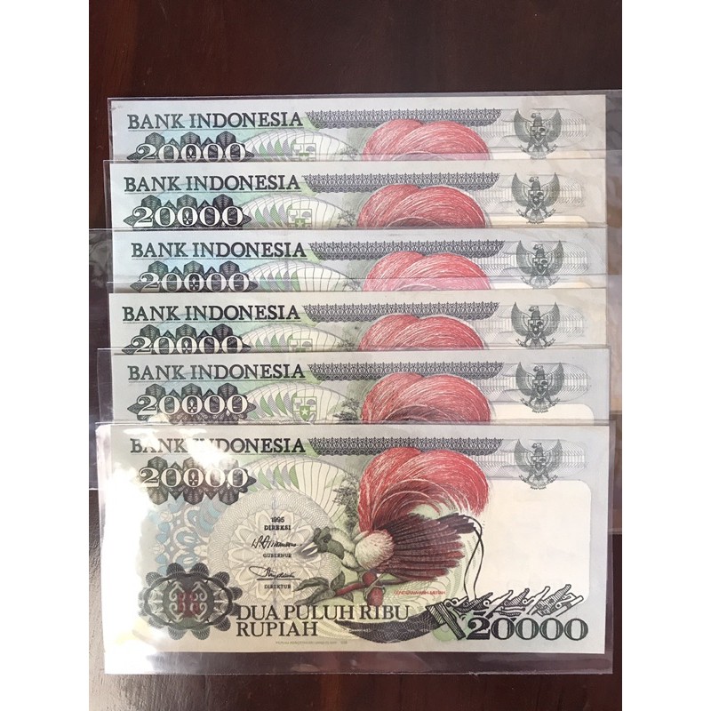 Mahar uang kuno 20000 rupiah cendrawasih 92/95 UNC