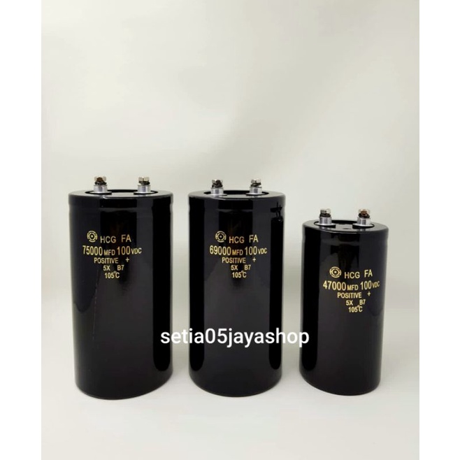 capasitor kapasitor elco elko 47000uf 69000uf 75000uf 100v  merek HCG original