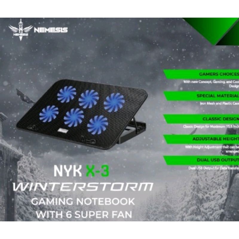 Cooling pad NYK X3 WINTERSTORM 6 LED FAN Nemesis original