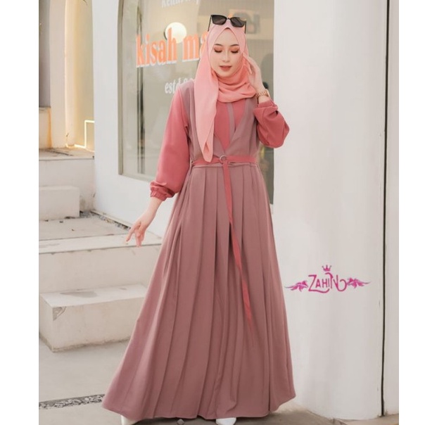 GAMIS DRESS LAURA ITY CREPE ORI ZAHIN CANTIK-ROSETAUPE ROSYBROWN
