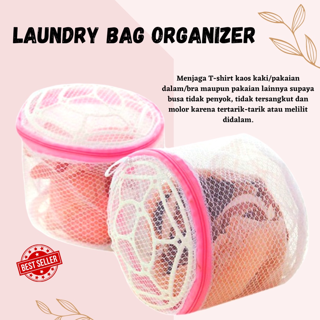 TERLARIS!!! Laundry Bag Bunga / Polos / Keranjang Cucian Pakain Dalam / Underware Bra