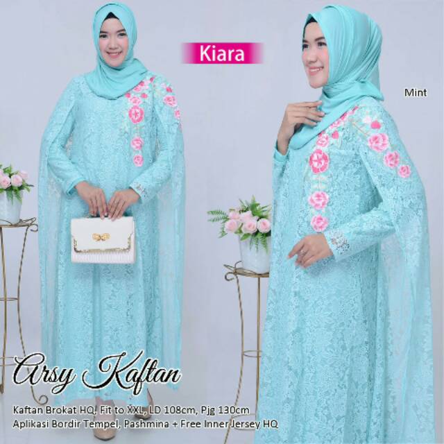 Kaftan arsy brokat HQ bordir tempel 4 variant warna