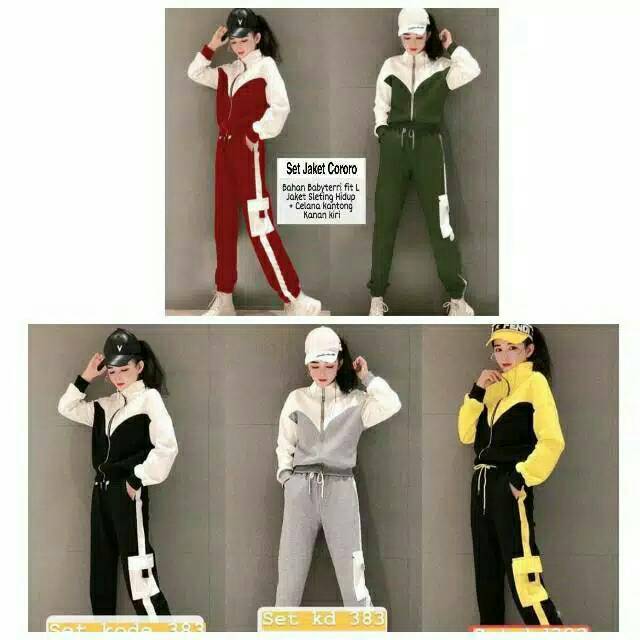 Ms (COD)Set JAKET CORORO / setelan training jaket