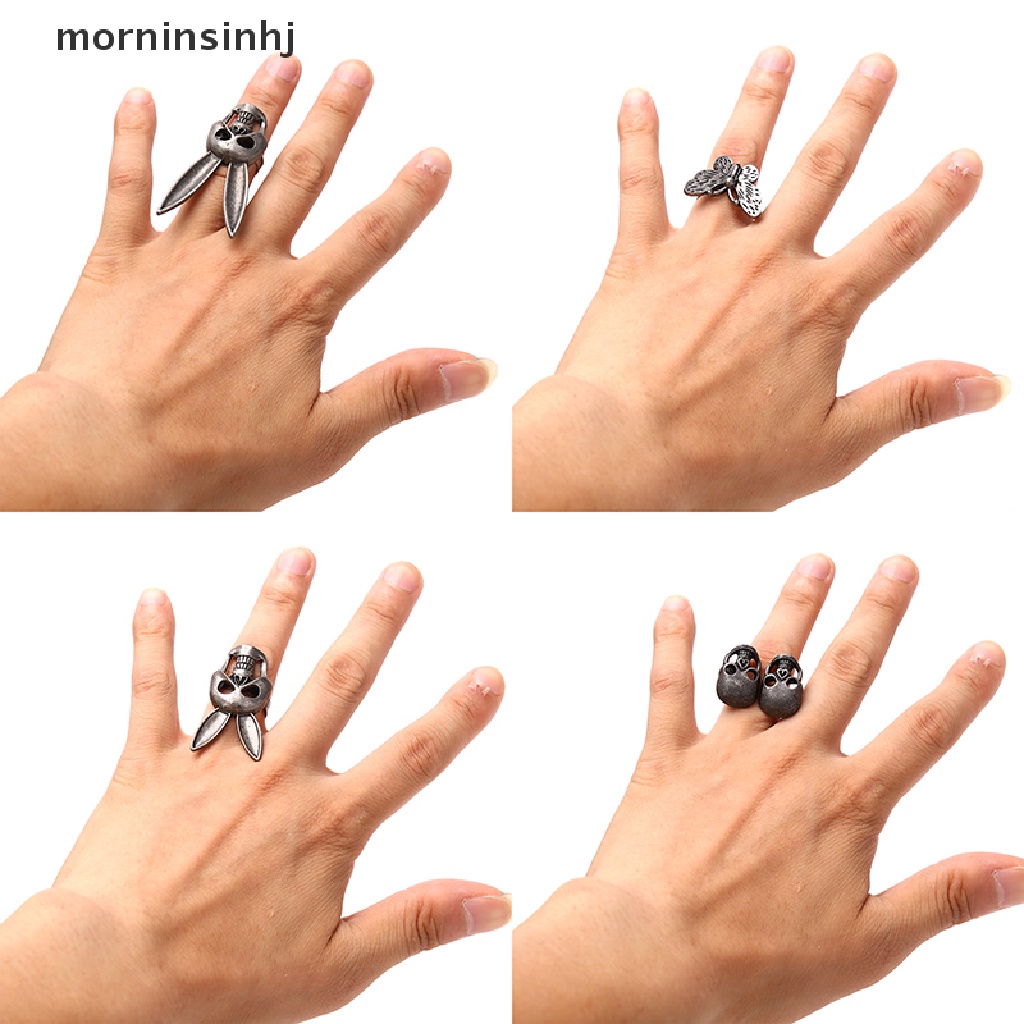 Mor Cincin Gothic Punk Adjustable Desain Kelincikupukuputengkorak Untuk Wanita