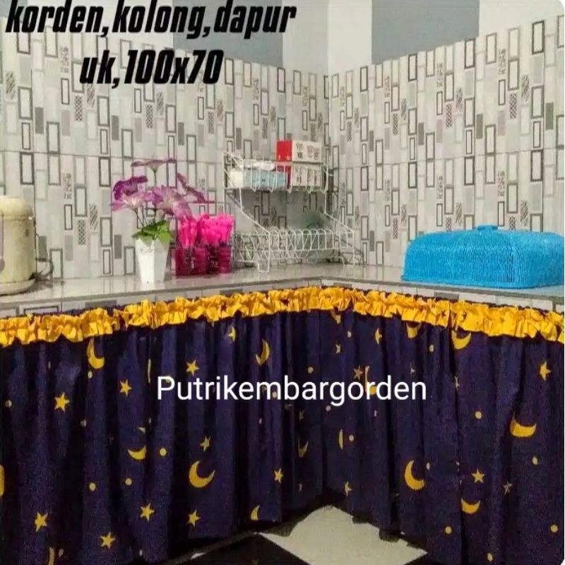 Gorden kolong dapur biru navi/motif star moon