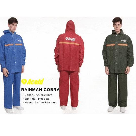 JAS HUJAN set baju dan celana  Kualitas Terbaik  bahan TEBAL Jas Hujan ACOLD RAINMAN COBRA Original