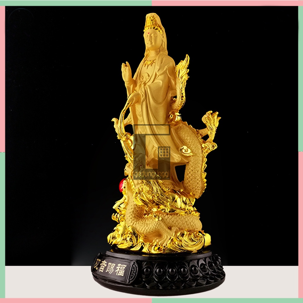 Pajangan Patung Hiasan Fengshui Puja Suci Meja Altar Sembahyang Sembayang Dewi Dewa Mak Kwan Kuan She Im Phosat Kwanim Guan Gwan Gwanse Eum Yin Pu Sa Kannon Kanzeon Rupang Avalokitesvara Bodhisattva Welas Asih Belas Kasih Naga Liong Aliong Budha Buddha