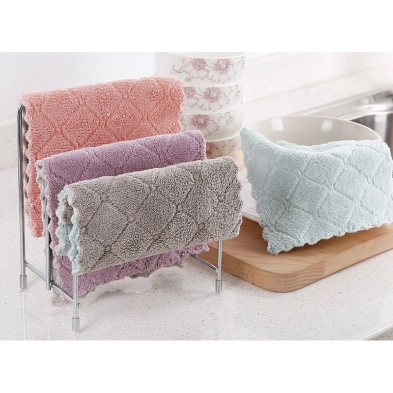 Kain Lap Cuci Piring Anti Minyak Microfiber Serbet Dapur Bahan Coral Fleece Micro Fiber 2 Sisi Serbaguna Serap Air Anti Bau Daya Serap Super Lap Kotoran Piring Meja Kompor