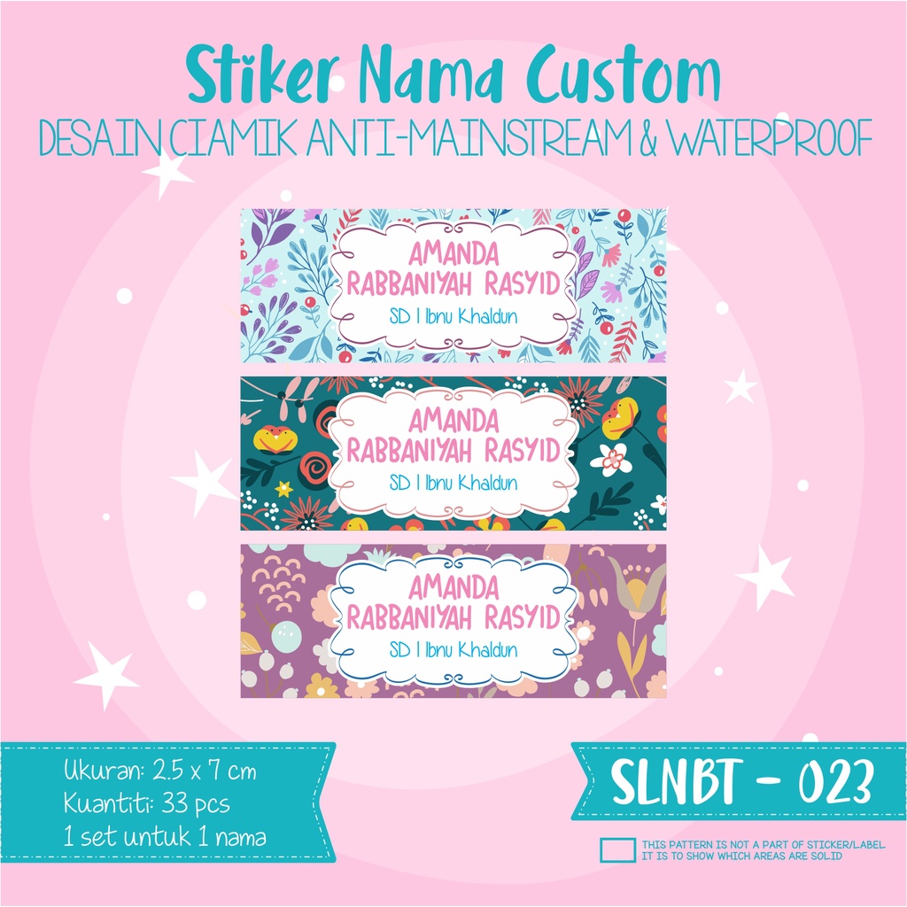 

stiker label nama anak kartun waterproof rainbow animal SLNBT 023