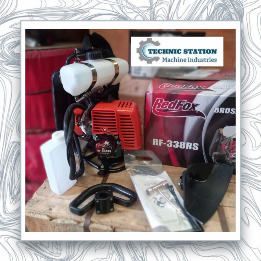 Brush Cutter REDFOX 338 Mesin Potong Rumput 2 tak Gendong