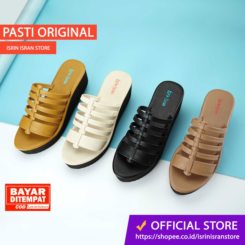 ( SAHARA ) Sandal Wanita wedges tali nyaman ISRIN ISRAN