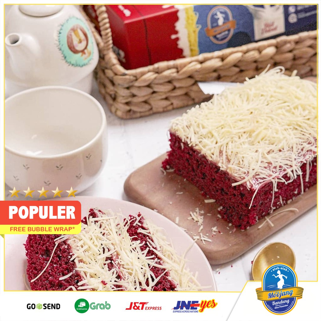 [KHUSUS P. JAWA] Bolu Susu Panggang Red Velvet Moojang Bandung Topping Fla Susu Keju dan OREO Best Seller Redvelvet