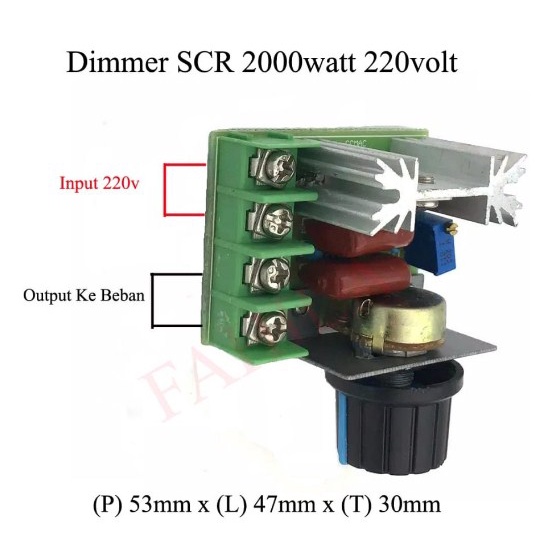 Dimmer SCR 2000W AC 220V Pengatur Kecepatan / Motor Speed Controller 220V AC