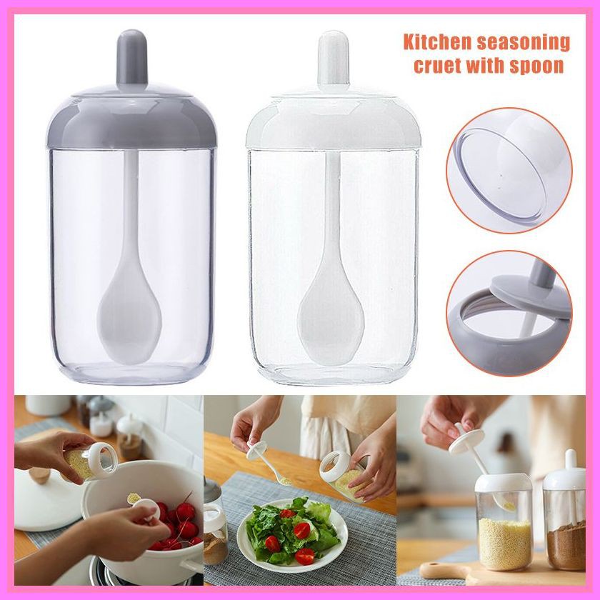 Toples Bumbu Garam Gula dengan Sendok untuk Dapur Toples Bumbu Garam Gula dengan Sendok untuk Dapur